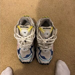 Balenciaga Kids White and Blue Sneakers